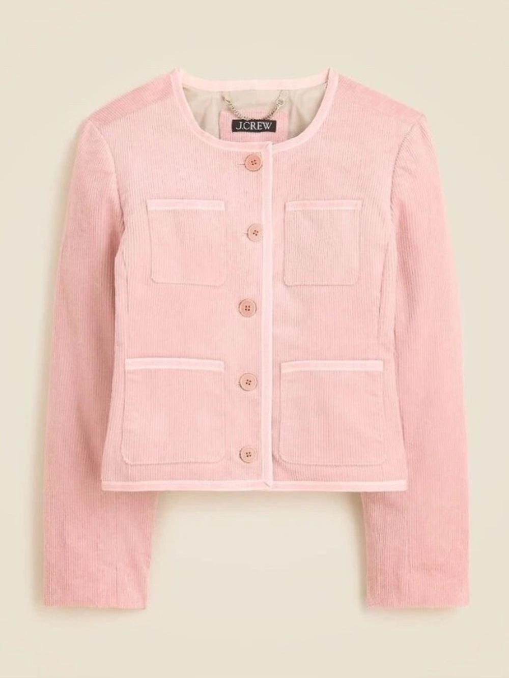 J Crew Patch-pocket lady jacket in stretch corduroy soft Mineral Pink Size 4 NWT
